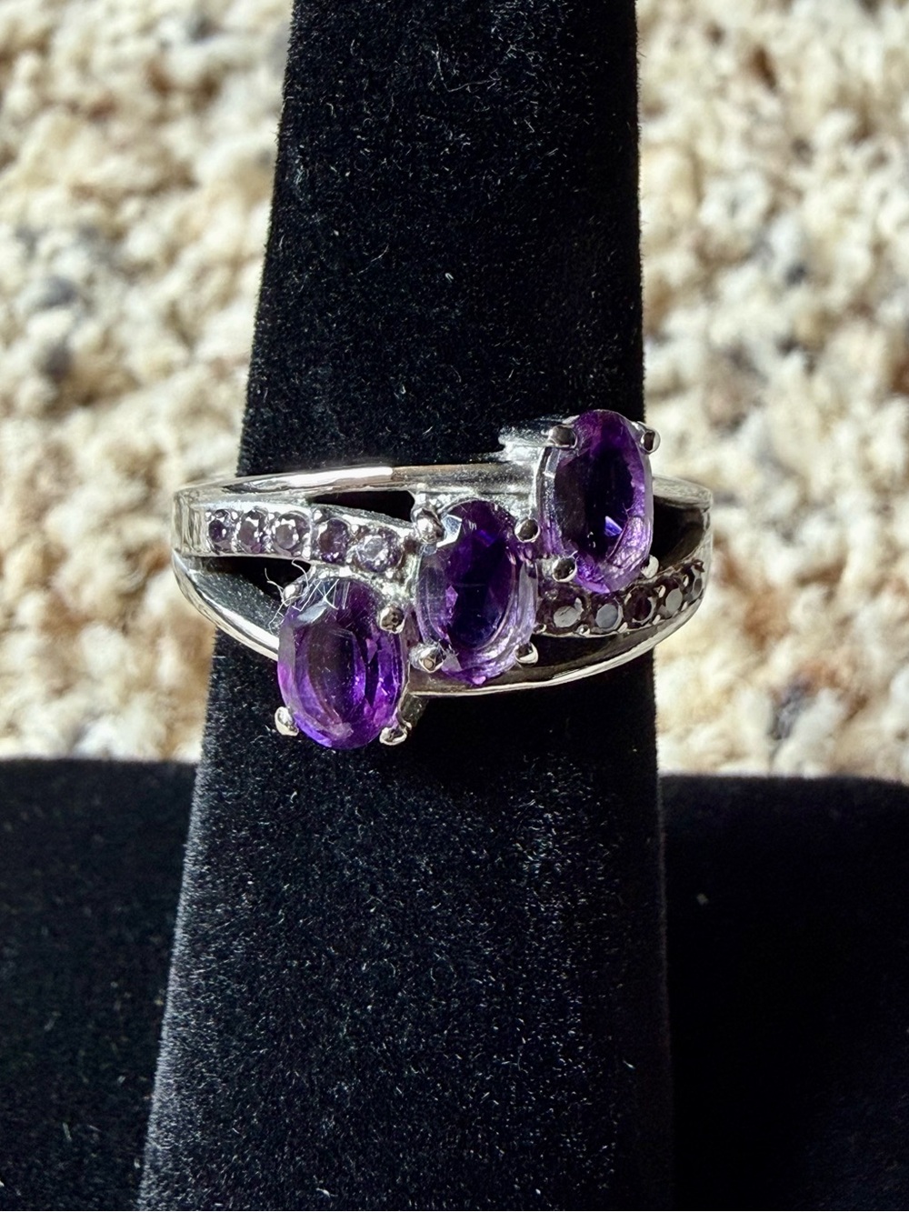 Triple Oval Amethyst Ring